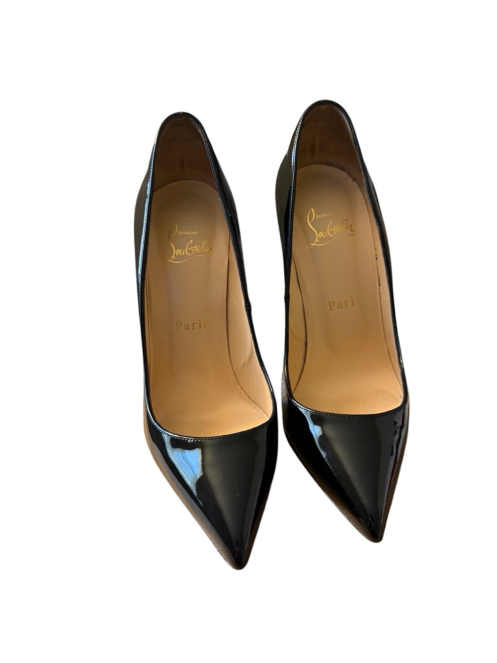 Christian Louboutin Black Patent Pointed Toe Stiletto Pumps